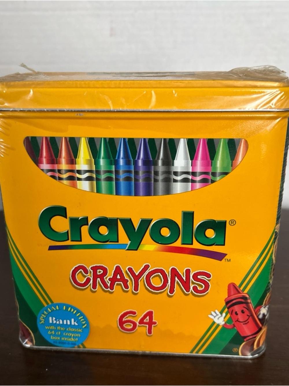 Crayola Vtg Yellow Tin with Blue Sealed Special Edition
